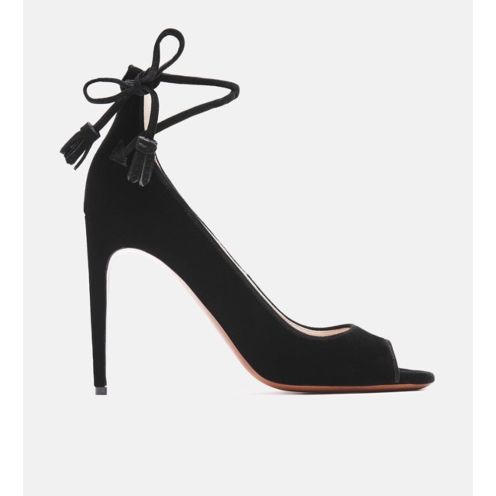 NEW black velvet peep  toe heels